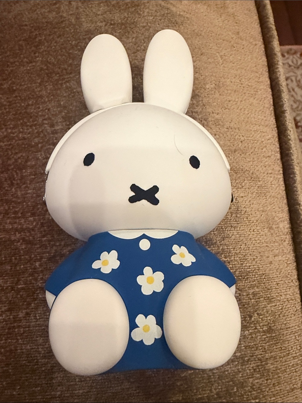 miffy White Bunny mini bag in Blue Dress with White Floral Print